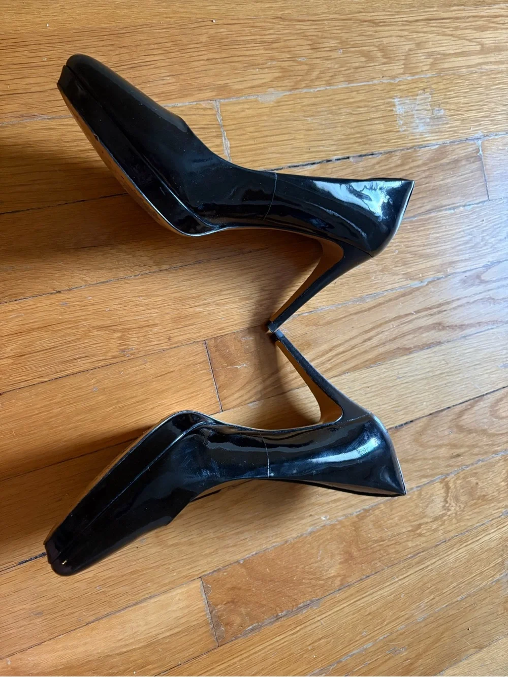 Coach Black Patent Leather Platform Heels, size 8